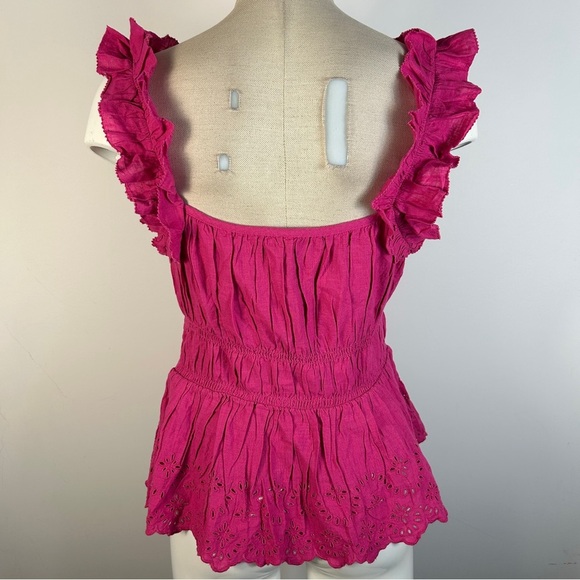 ❤️ Old Navy Fuchsia Ruffle Eye Lit Blouse M - Picture 4 of 9